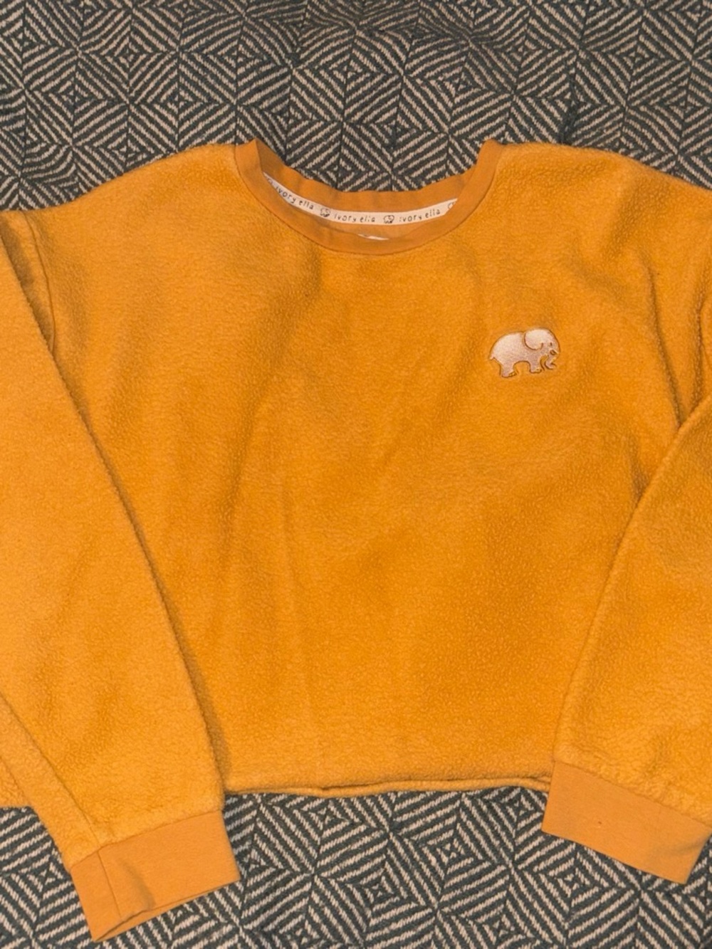 ivory ella Mustard Yellow Crewneck Sweatshirt with Elephant Patch